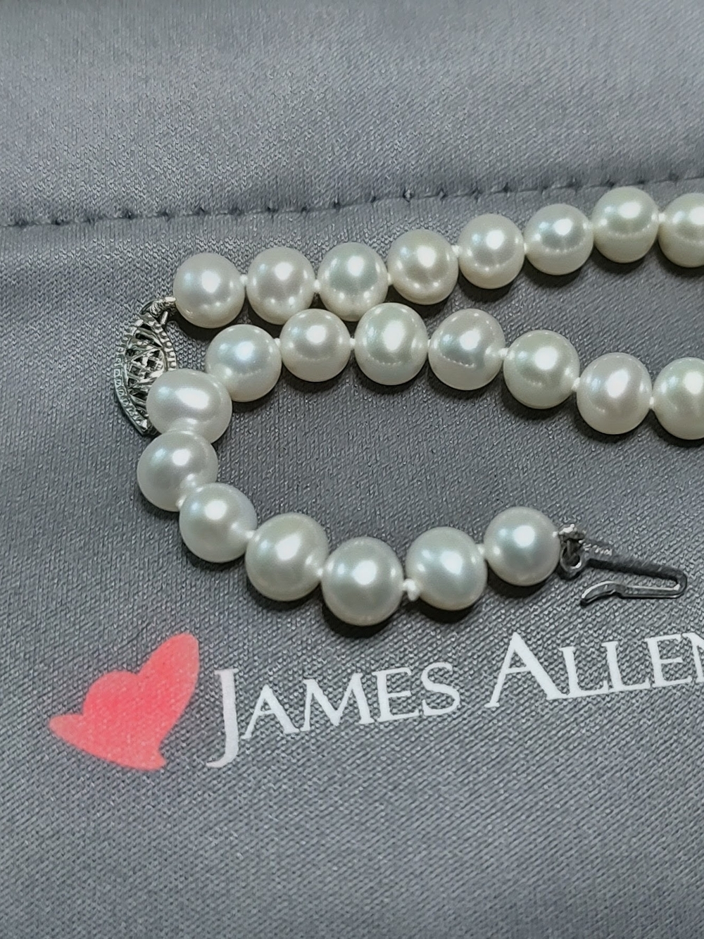 James Allen White Pearl Bracelet with 14k White Gold Clasp